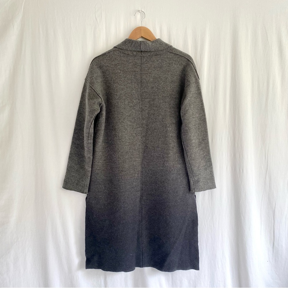 Eileen Fisher 100% Wool Grey Ombré Open Cardigan, Size XXS/XS - Picture 3 of 8